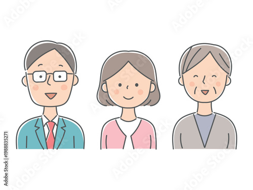 相談員3人の笑顔イラスト