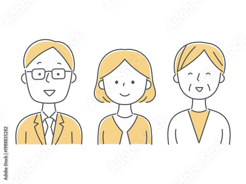 相談員3人の笑顔イラスト単色