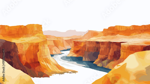 Fish River Canyon. Fish River Canyon hand drawn watercolor illustration on white background