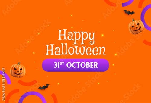 Halloween design template orange background and pumpkin and others abstract ornament
