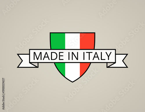 Made in Italy - shield with Italian flag