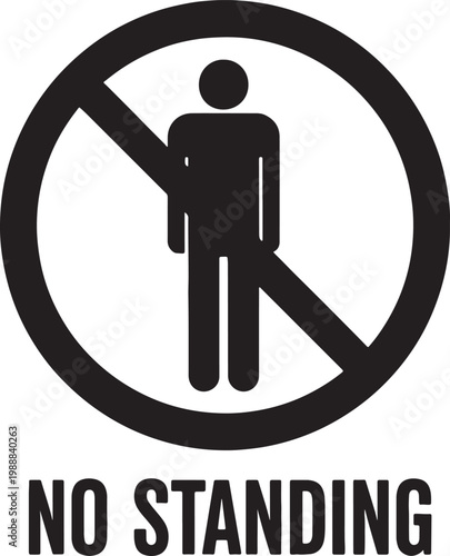 No standing symbol with no standing not allowed black and white