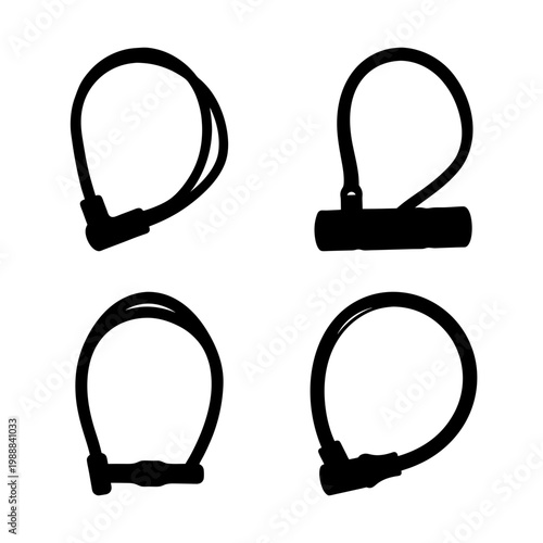 Black and white image showcasing different types of bicycle locks silhouettes