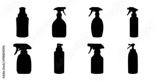 Silhouetted Spray Bottles for Cleaning Products and Personal Care Items