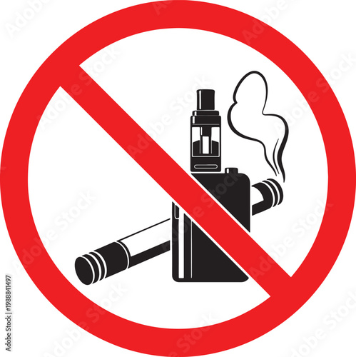 No smoking or vaping sign with cigarette and e-cigarette, no smoking