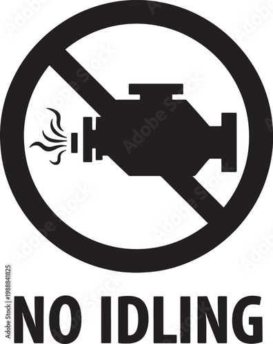 No idling traffic sign with no idling road sign white background