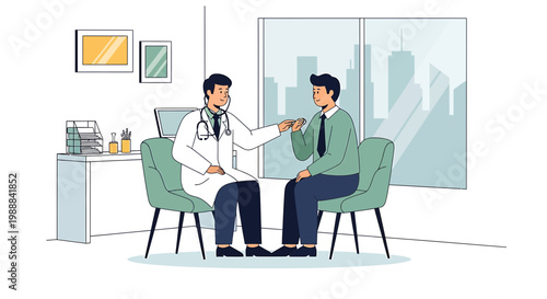 Doctor examining patient in clinic, medical consultation, healthcare concept