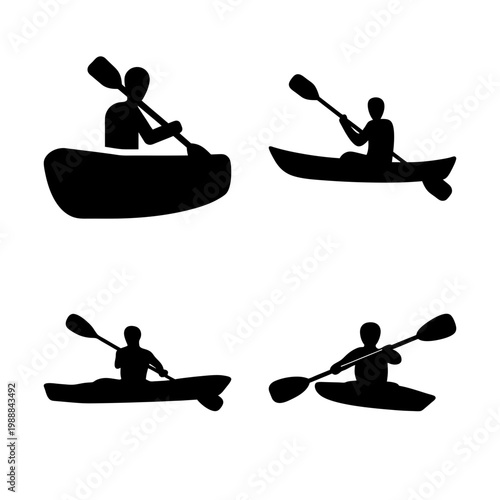Diverse silhouettes depict individuals engaged in kayaking and canoeing adventures