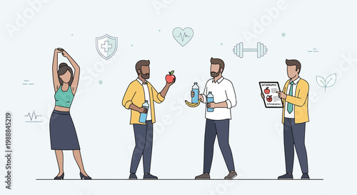 Healthy Lifestyle Concept: People focused on fitness, nutrition, and well-being