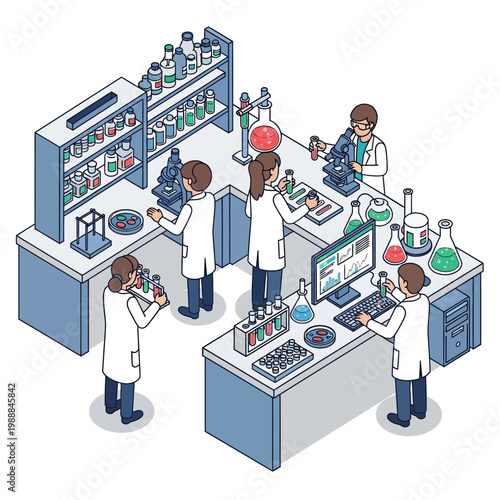Scientists working in laboratory setting.