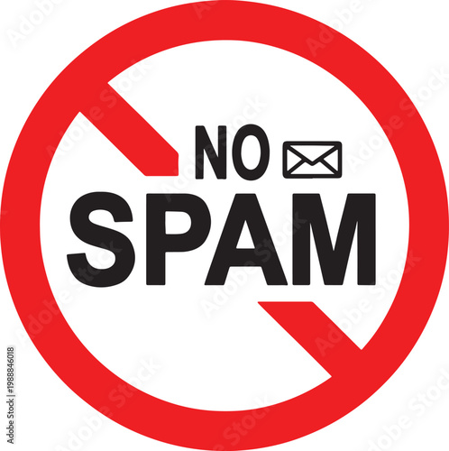 No spam email icon and symbol with internet communication prohibited