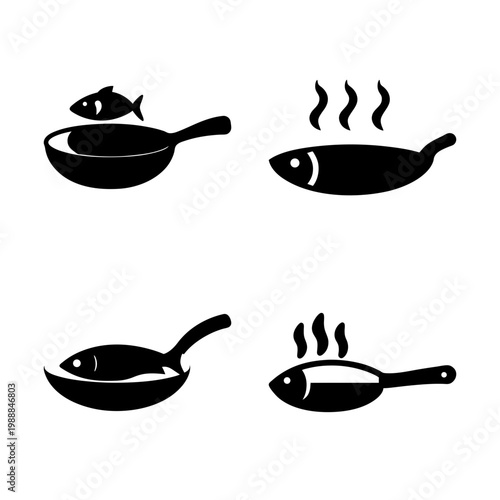 Different ways to prepare fish in a pan and frying seafood