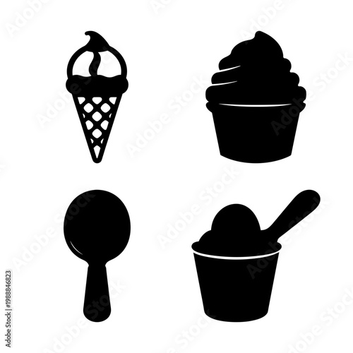 Delicious summer treats consisting of ice cream and a serving spoon