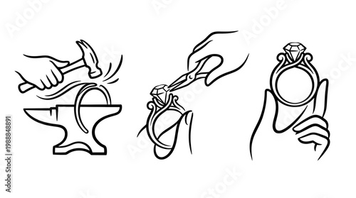 Jeweler Crafting a Diamond Ring - Process and Creation Depicted.