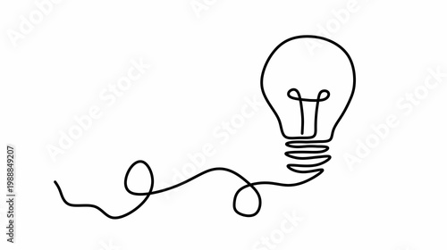 Continuous line drawing of a lightbulb symbolizing new ideas and creative innovation.