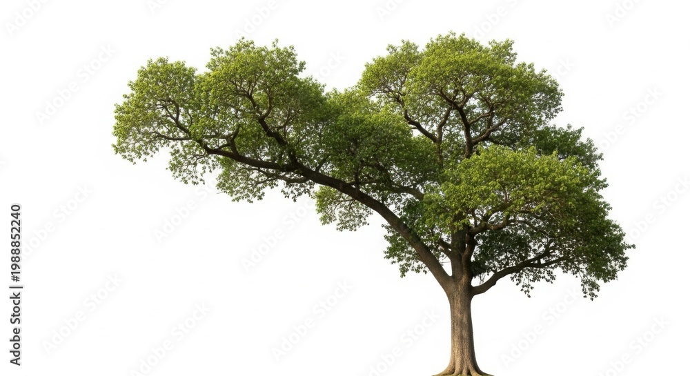 Obraz premium Lush Green Tree with Broad Canopy Isolated on White Background