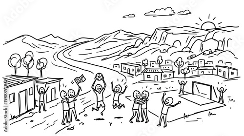 Joyful People Celebrating Victory in a Community Gathering Outdoors.