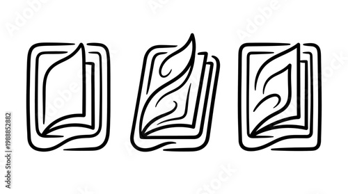 Simple and Elegant Book Icons Depicting Reading and Knowledge.