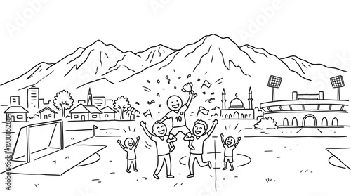 Joyful Soccer Team Celebrates Victory with Trophy and Cheers.