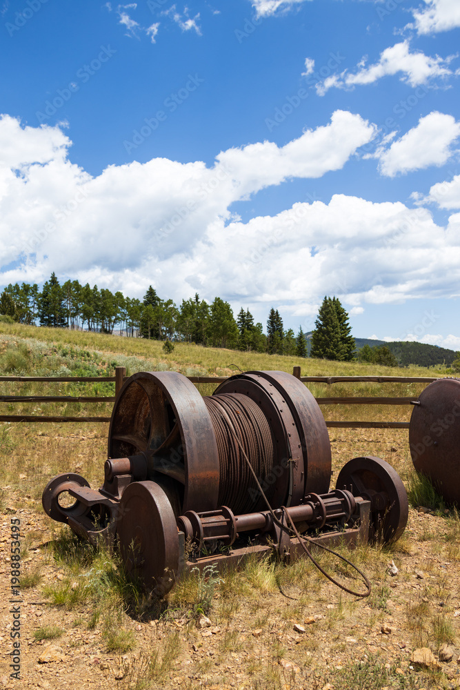 Obraz premium Abandoned rusty mining equipment, Colorado