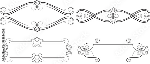 Four black ornamental decorative borders and dividers