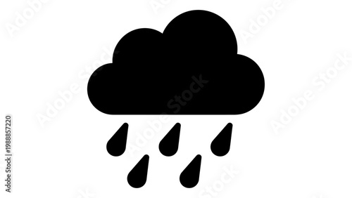 Rainy weather icon, cloud with falling raindrops symbol