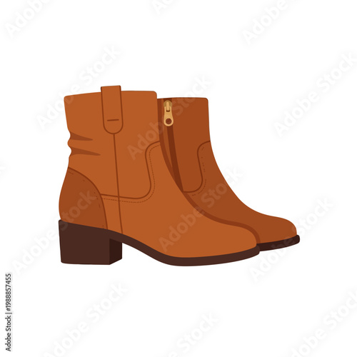 Women ankle boots icon, stylish autumn leather footwear in modern flat vector style.