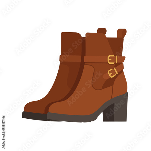 Women ankle boots icon, stylish autumn leather footwear in modern flat vector style.