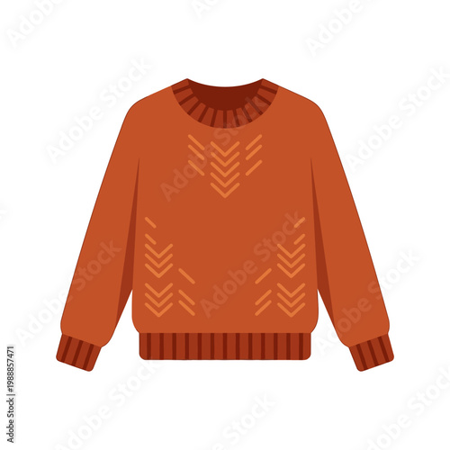 Women knitted sweater icon, cozy autumn pullover in modern flat vector style.