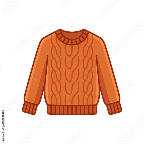 Women knitted sweater icon, cozy autumn pullover in modern flat vector style.