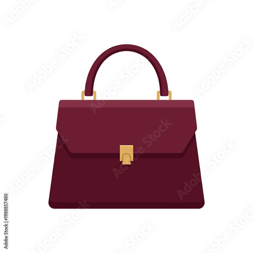 Women leather handbag icon, elegant autumn purse in modern flat vector style.