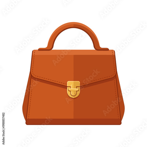 Women leather handbag icon, elegant autumn purse in modern flat vector style.