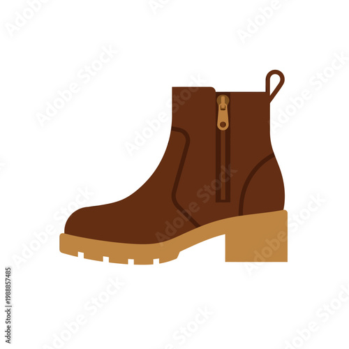 Women ankle boots icon, stylish autumn leather footwear in modern flat vector style.