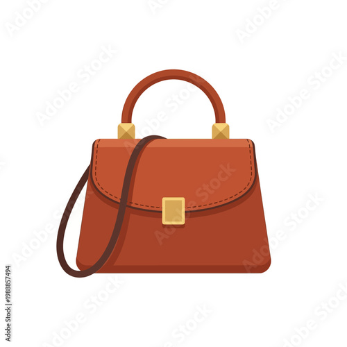 Women leather handbag icon, elegant autumn purse in modern flat vector style.