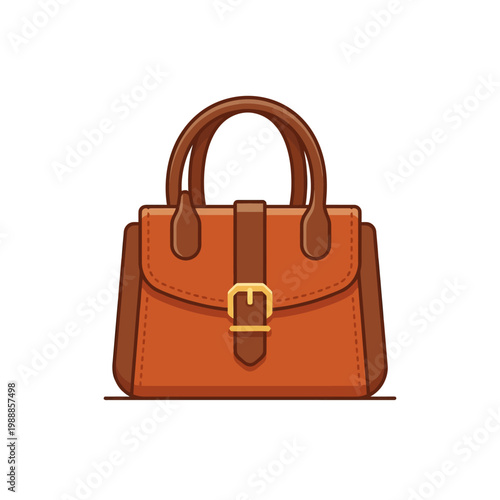 Women leather handbag icon, elegant autumn purse in modern flat vector style.