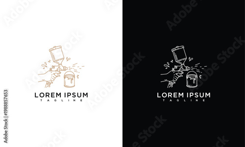 Spray Paint Gun Logo - DIY and Automotive Refinishing Concept
