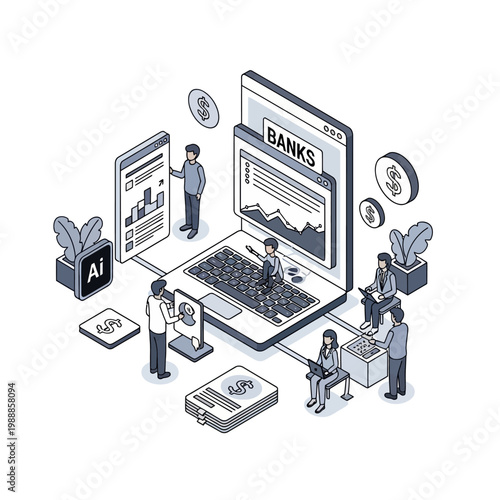 People working on finance technology projects.