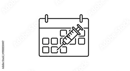 Calendar with Syringe Icon: Vaccination Appointment, Medical Schedule, Healthcare Planning