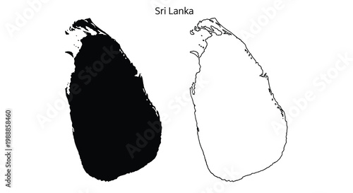 A visual representation of sri lanka s outline shown in contrasting black and white silhouettes