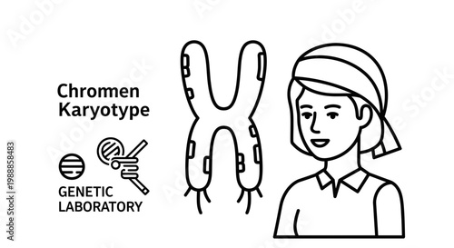 Chromen Karyotype Genetic Laboratory Icon with Person and Chromosome