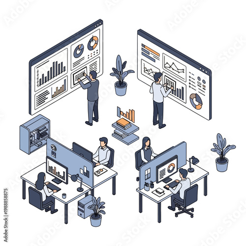 Business people working on computers.