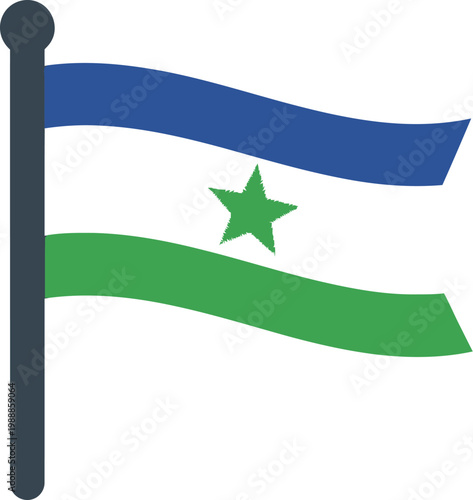 Flag featuring a green star represents unity and progress for our country.