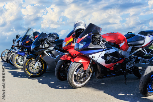 Motorcycles in a parking lot