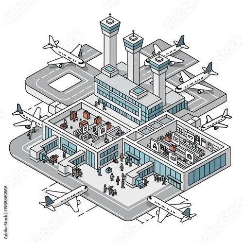 Airplanes parked at airport terminal building.