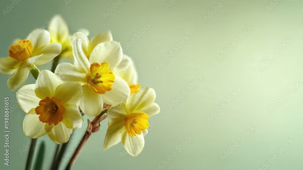 Fototapeta premium Yellow Daffodils Blooming in Soft Light