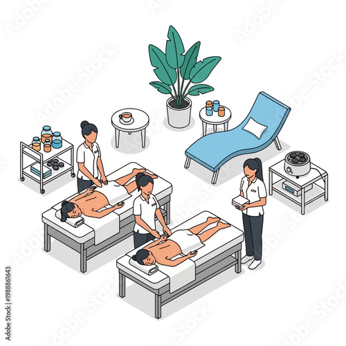 Massage Therapists Working on Clients.