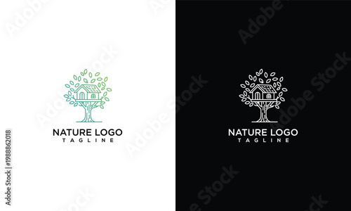 Tree house Logo Design Vector Template