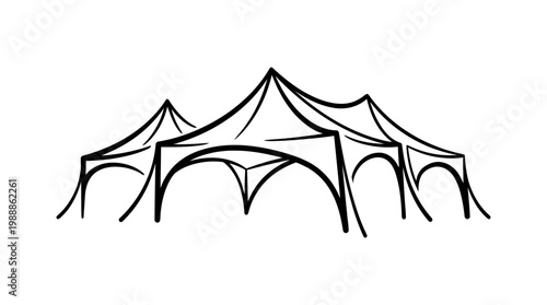 Elegant Black and White Tent Illustration for Event and Celebration.