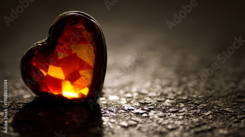 cardiac. A glowing crimson heart on a dark textured surface, symbolizing deep emotion in a close-up view. wellbeing guides, coaching materials, designed for coaching and self-improvement content.
