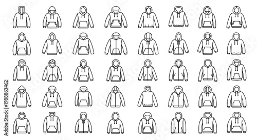 Fashion Hoodie Icon Set a Versatile Collection of Apparel Graphics